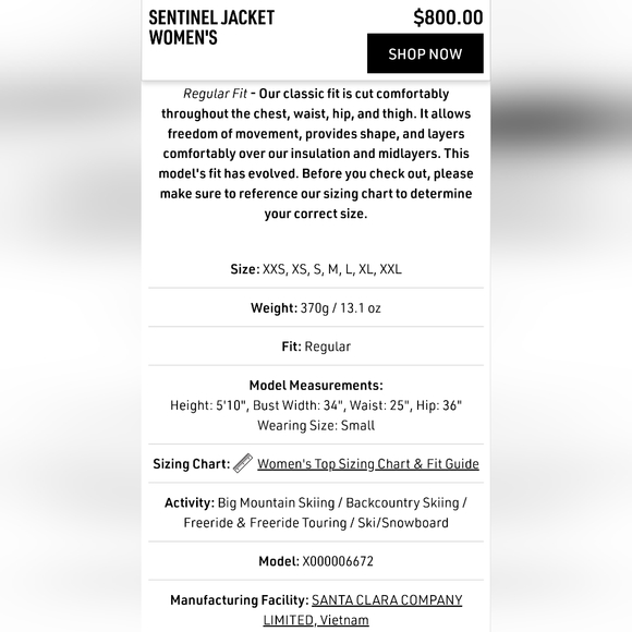 Arcteryx Sentinel Ski/Snowboard Jacket - Picture 12 of 12